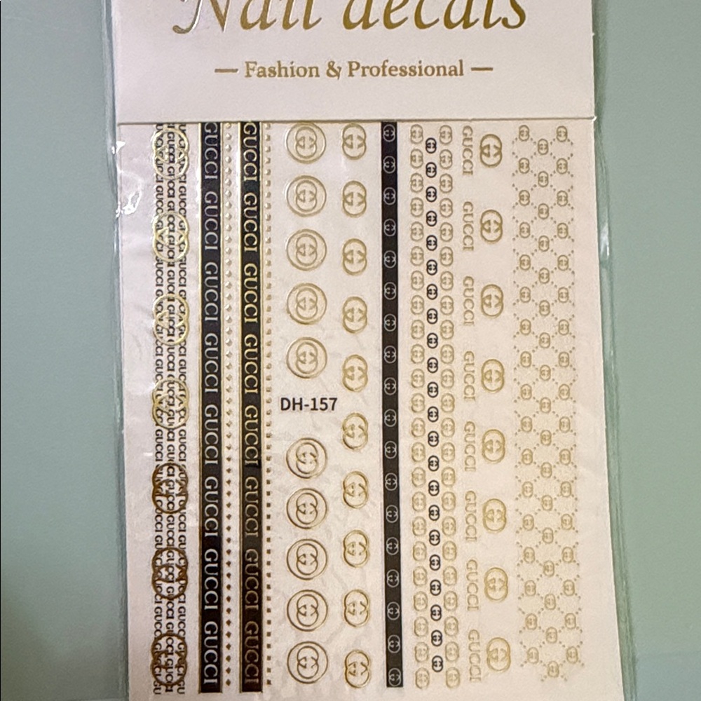 Gold and Black Designer Inspired Logo Nail Decals